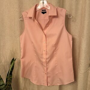 Talbots pink sleeveless button-down top size 8